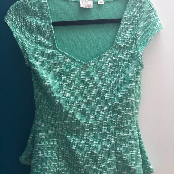 Anthropologie Postmark Mint Peplum Top - Picture 2 of 3